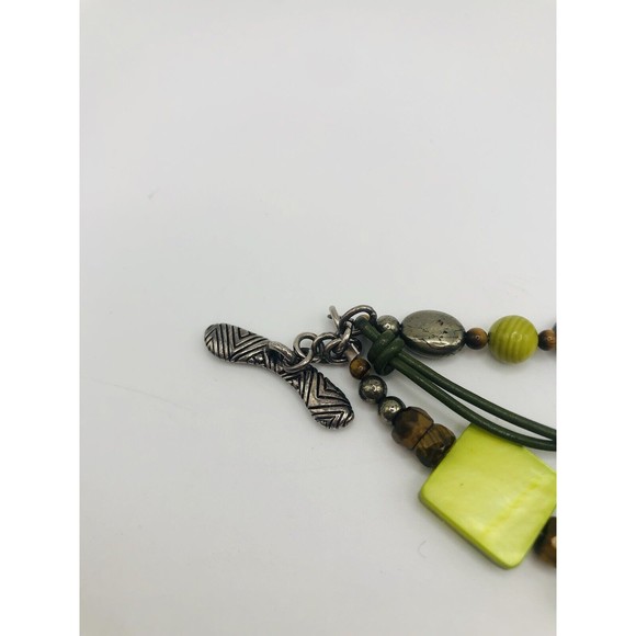 Silpada Sterling Silver Bracelet~Green Mother of Pearl ~Leather ~PyriteTiger Eye - Picture 5 of 12